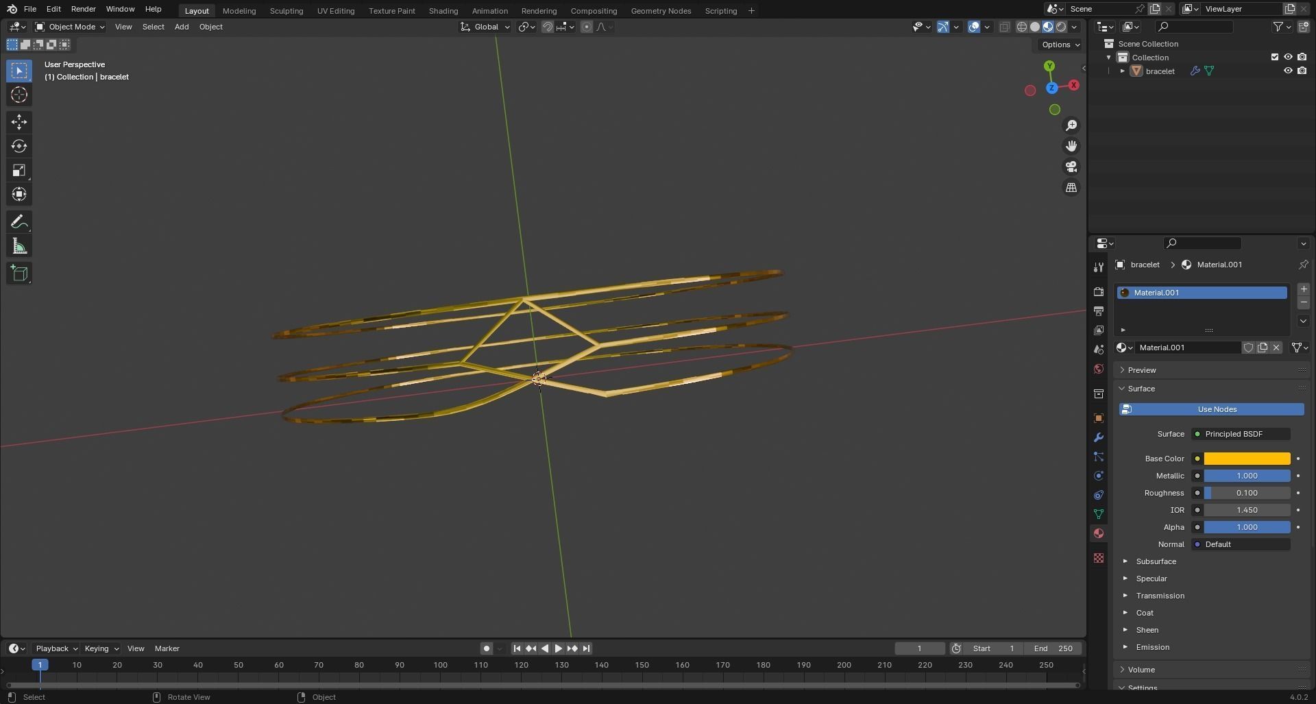 Golden Bracelet v2 3D print model_3