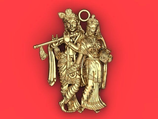 RADHA KRISHNA  PENDENT 3D print model