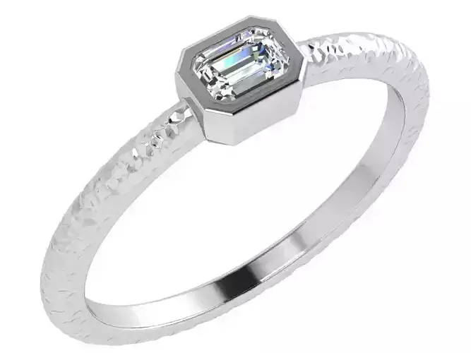 Emerald Bezel Textured Ring 4553