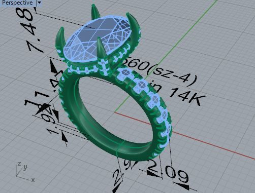 Oval Diamond Ring 4560 3D print model_9