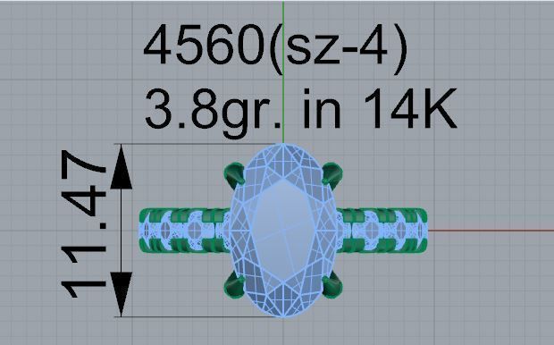 Oval Diamond Ring 4560 3D print model_6
