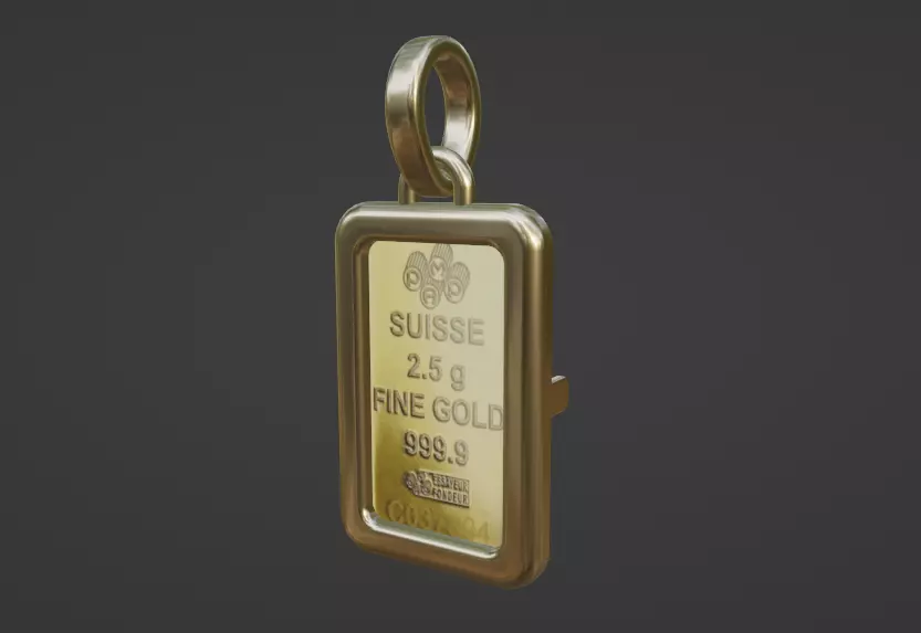 Gold pamp bar Credit Suisse frame mount pendant 3D print model