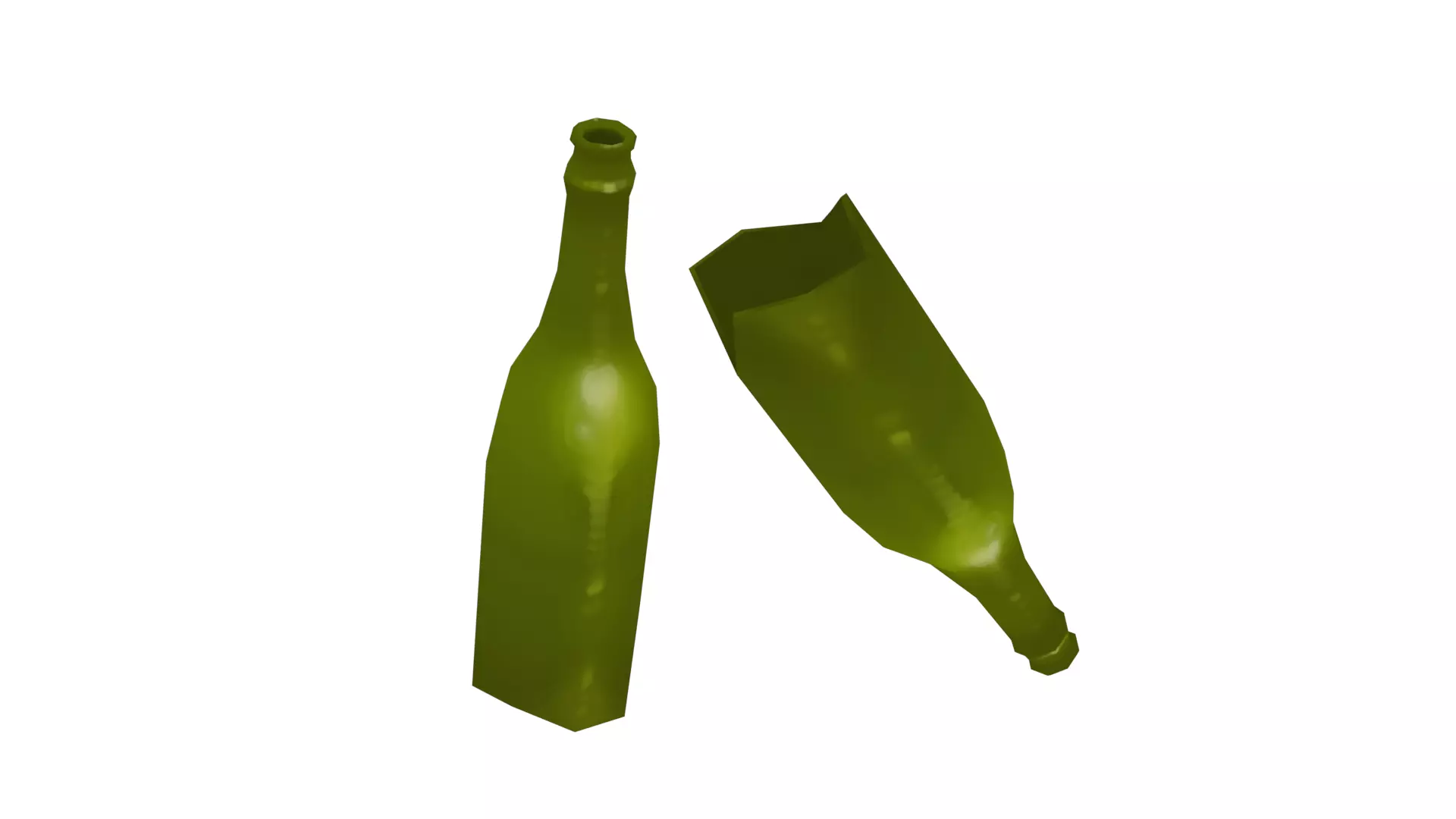 Broken Green Bottle - Hand Painted Free 3D model