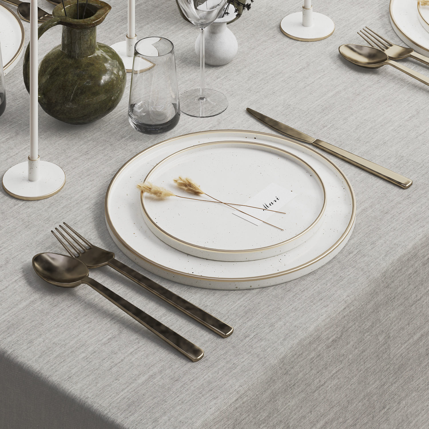 Tableware with Dried Flowers 3D model_3