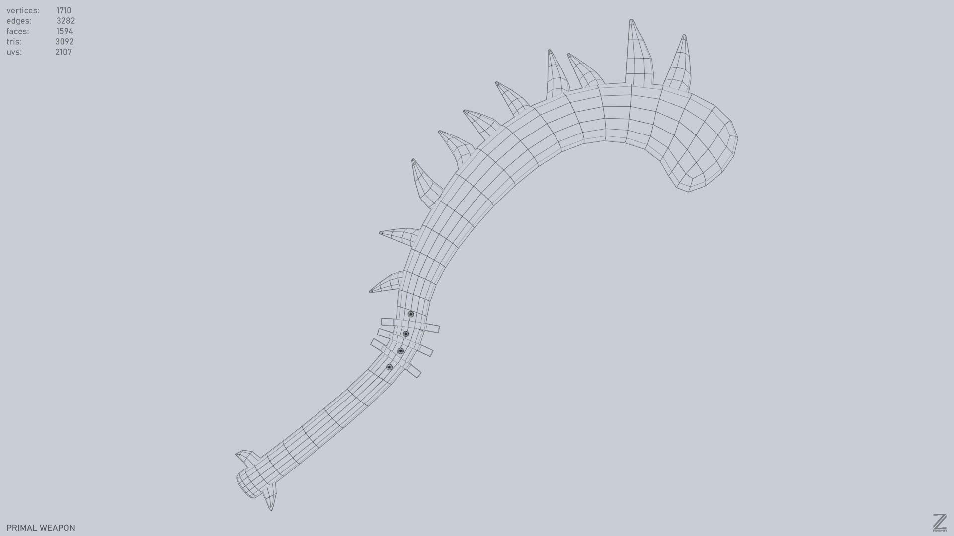 Primal weapon Low-poly 3D model_14