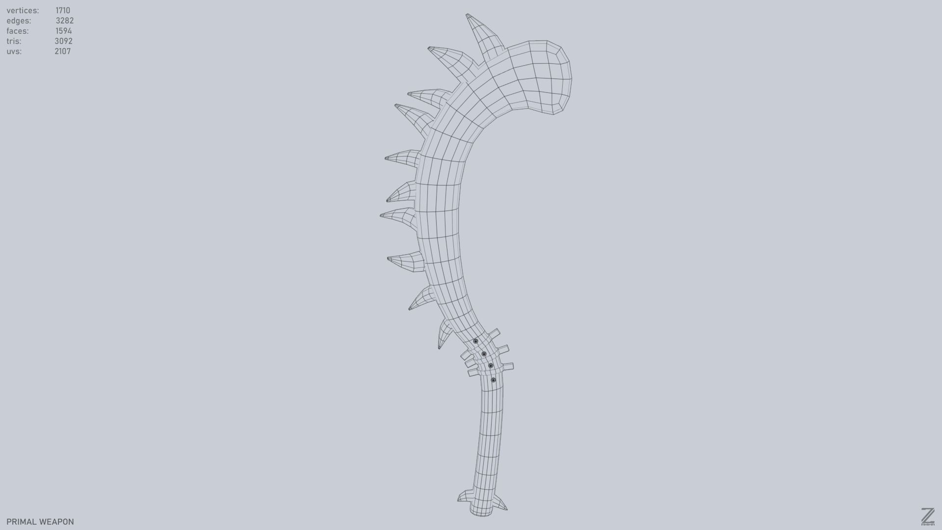 Primal weapon Low-poly 3D model_9