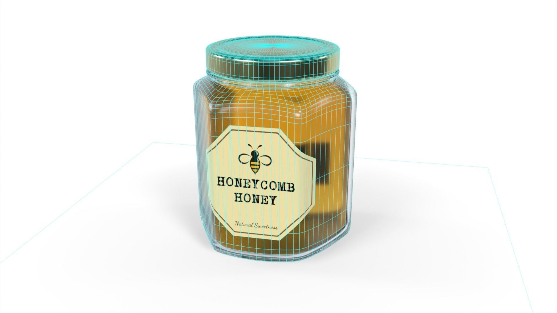 Honeycomb Honey Jar Low-poly 3D model_1