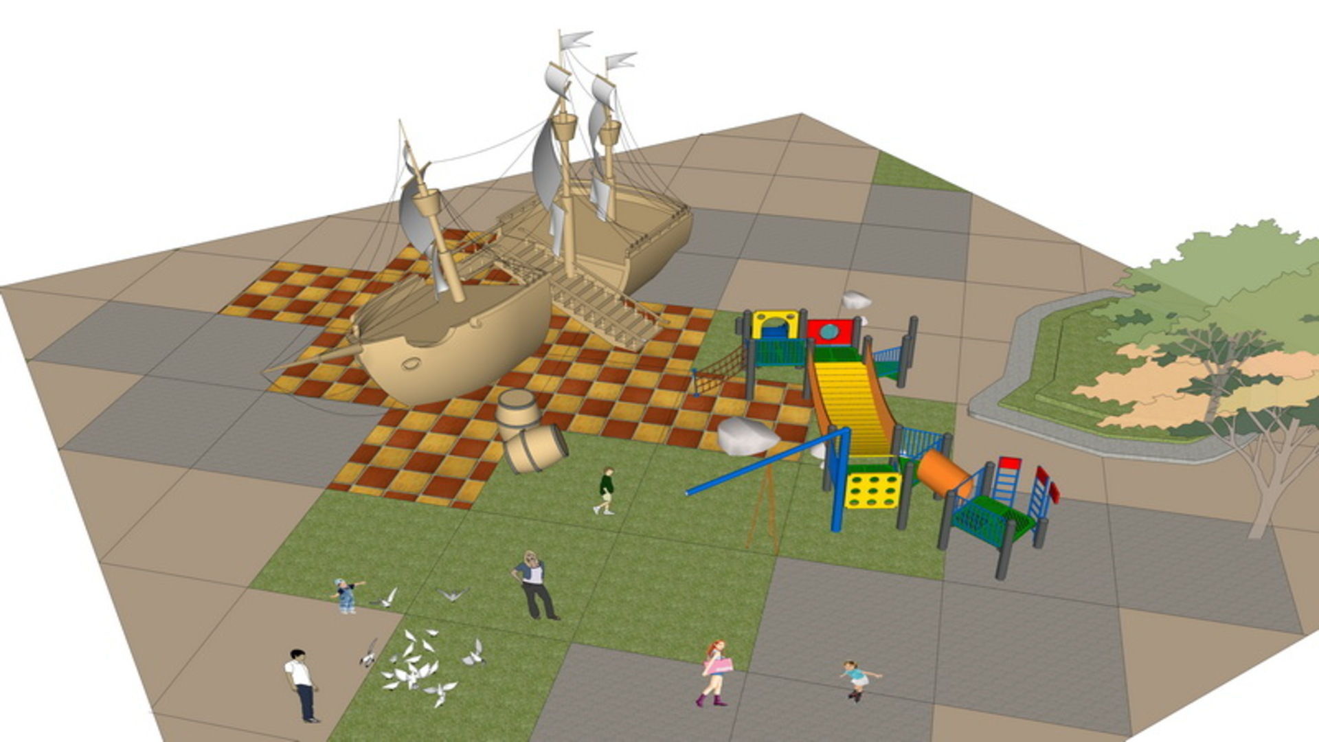 25 OF Relax Space and Playground Draft Model4 Low-poly 3D model_21