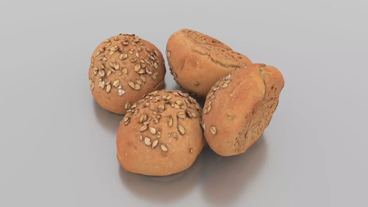 Cereal Bun Low-poly 3D model_0