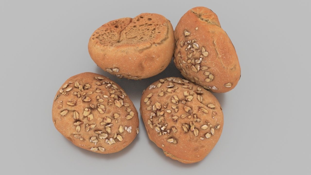 Cereal Bun Low-poly 3D model_2