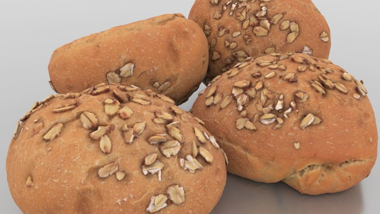 Cereal Bun Low-poly 3D model_4