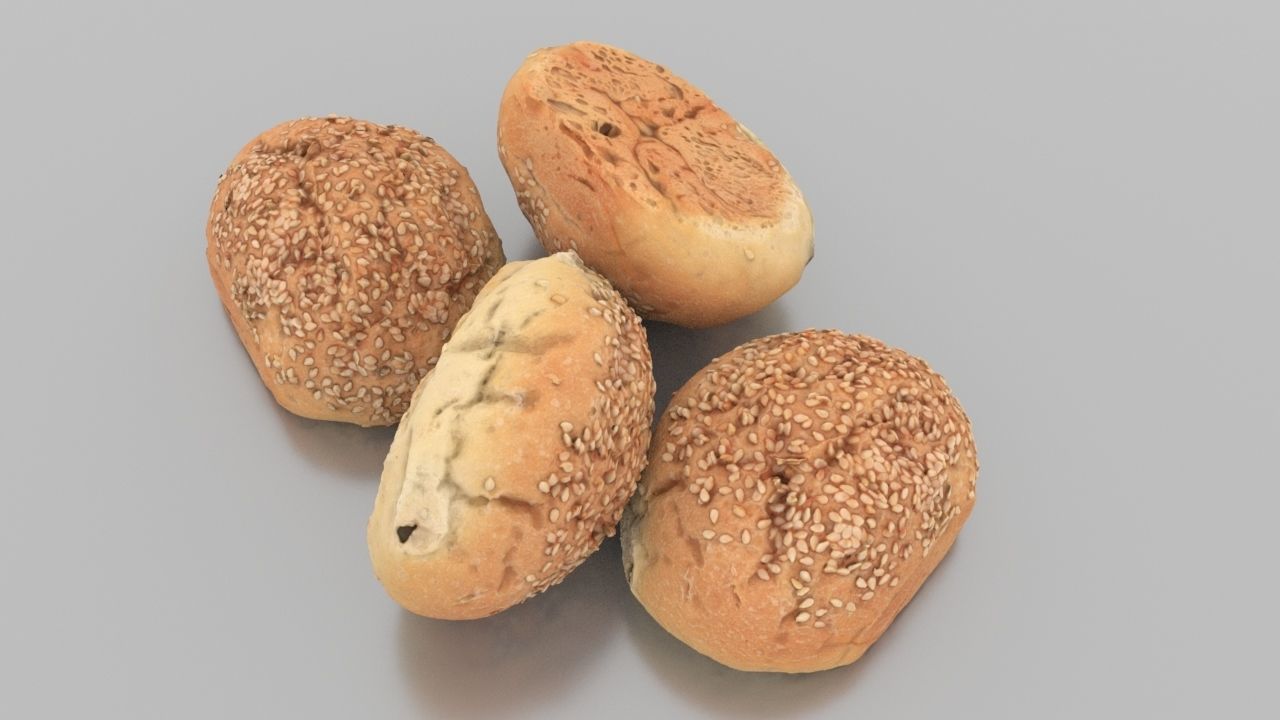 Sesame Bun Low-poly 3D model_2