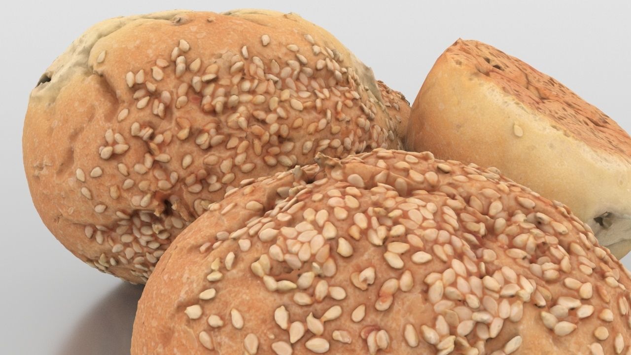 Sesame Bun Low-poly 3D model_4