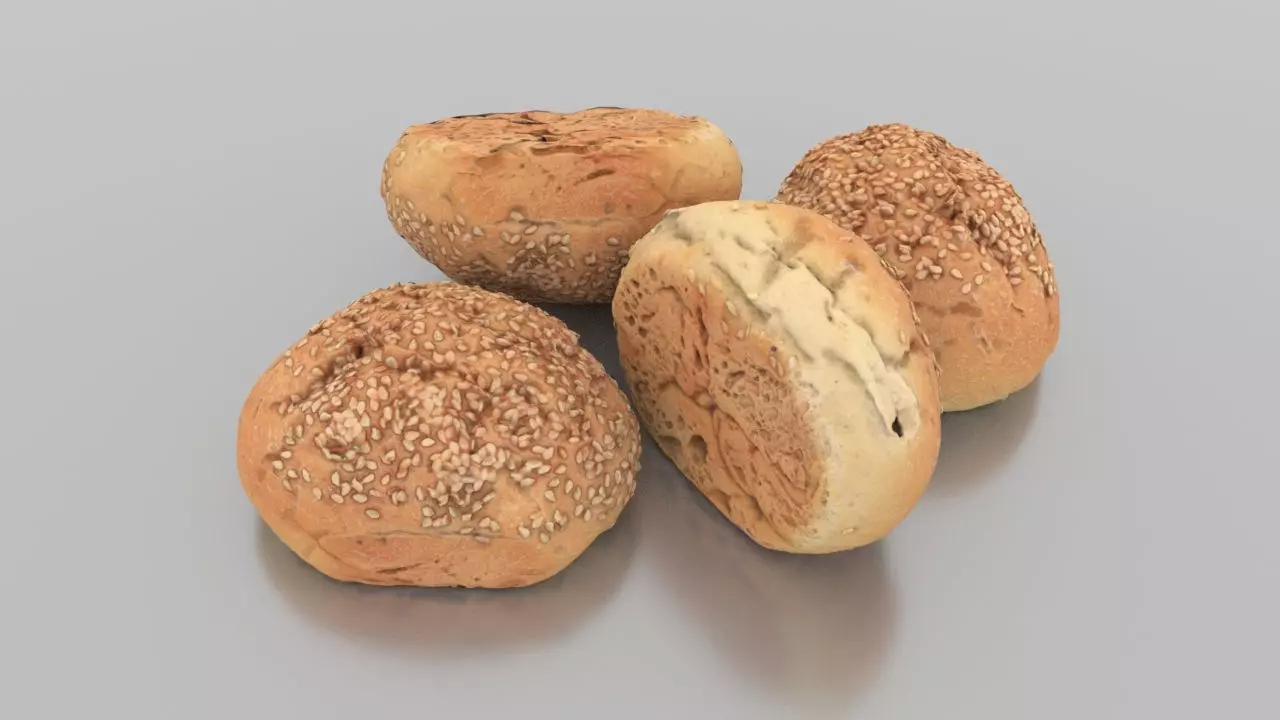 Sesame Bun Low-poly 3D model_0