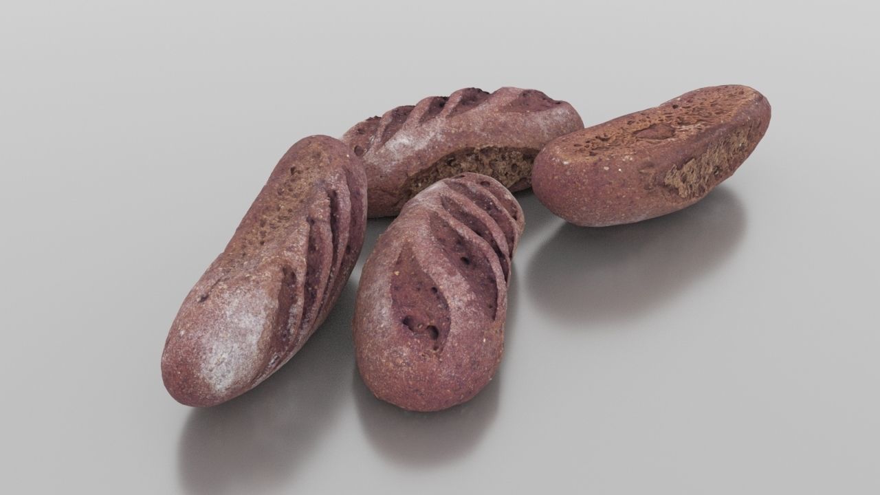 Rye Baguette Low-poly 3D model_2