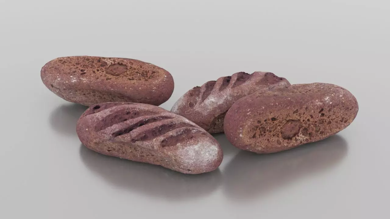 Rye Baguette Low-poly 3D model_0