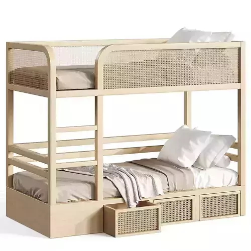 Childrens bunk bed with rattan