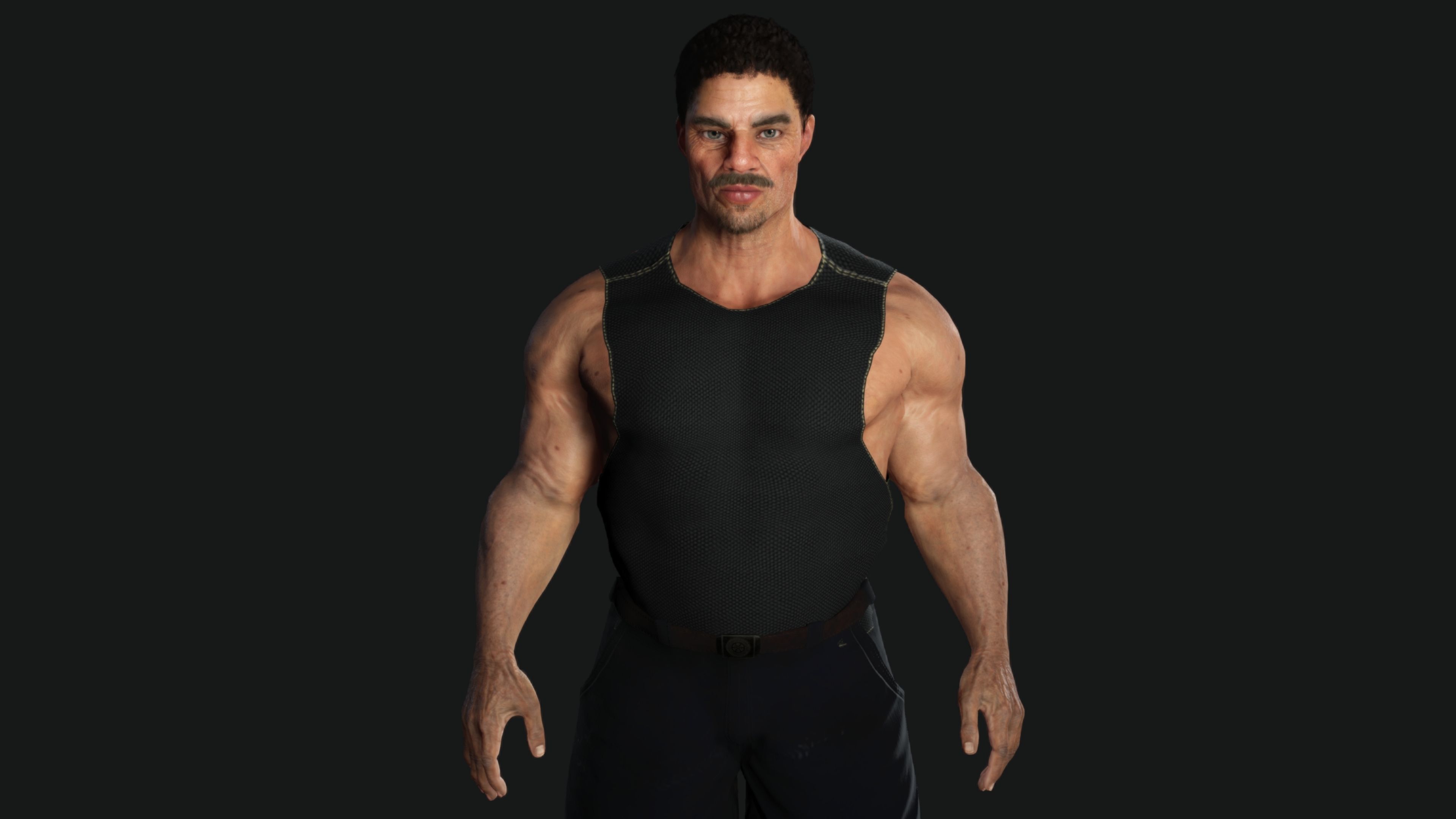 AAA 3D REALISTIC CHARACTER - BASEMESH MUSCULAR OLD MAN 02 Low-poly 3D model_5