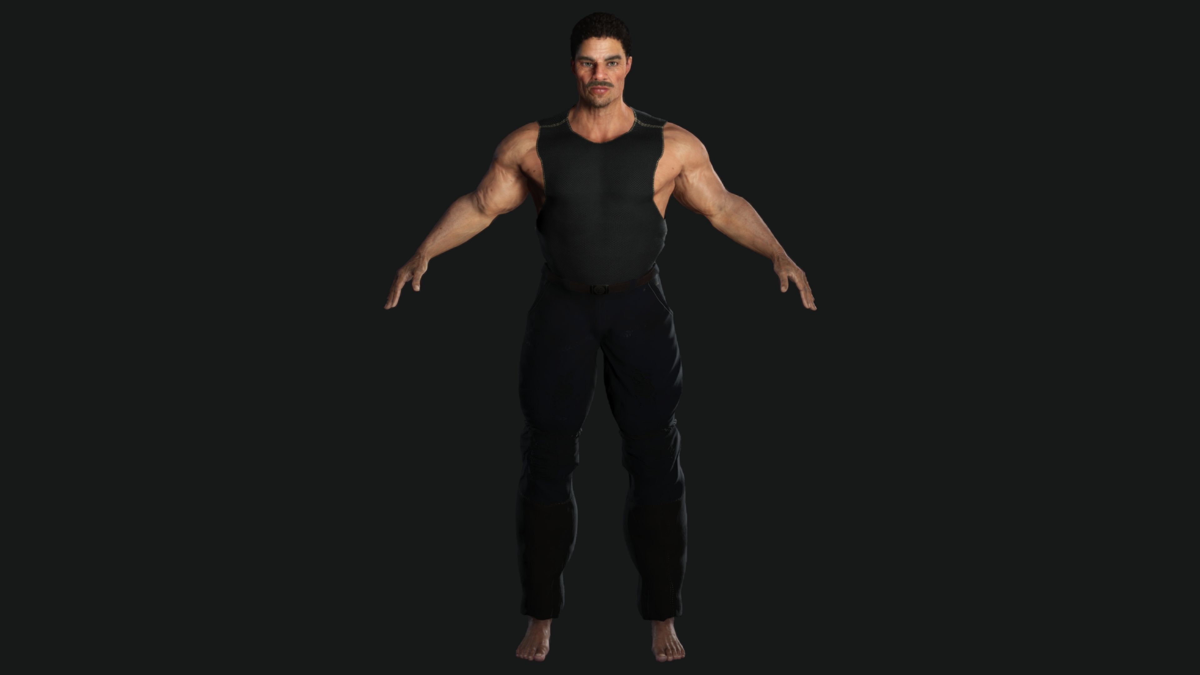 AAA 3D REALISTIC CHARACTER - BASEMESH MUSCULAR OLD MAN 02 Low-poly 3D model_10