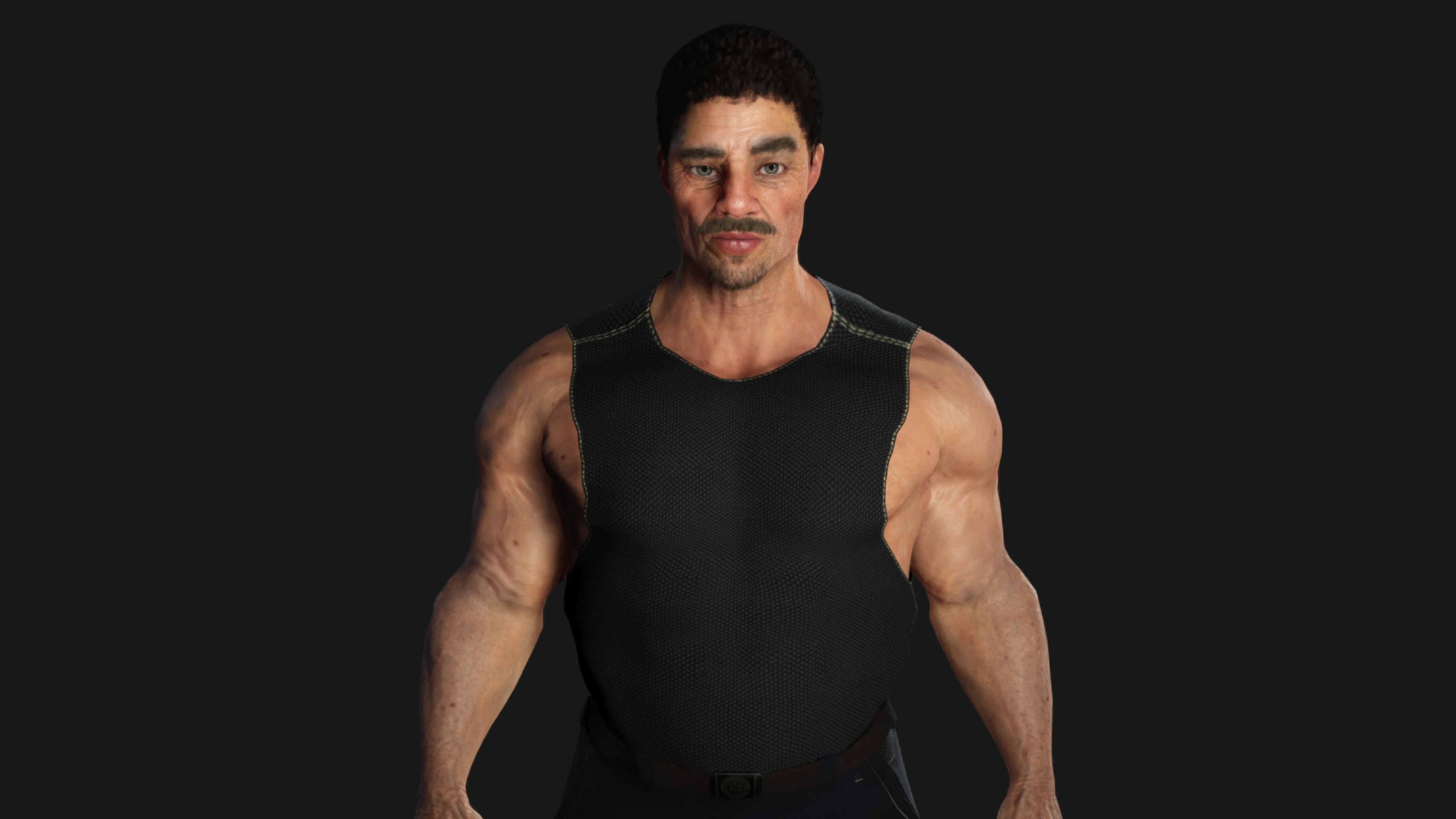 AAA 3D REALISTIC CHARACTER - BASEMESH MUSCULAR OLD MAN 02 Low-poly 3D model_14