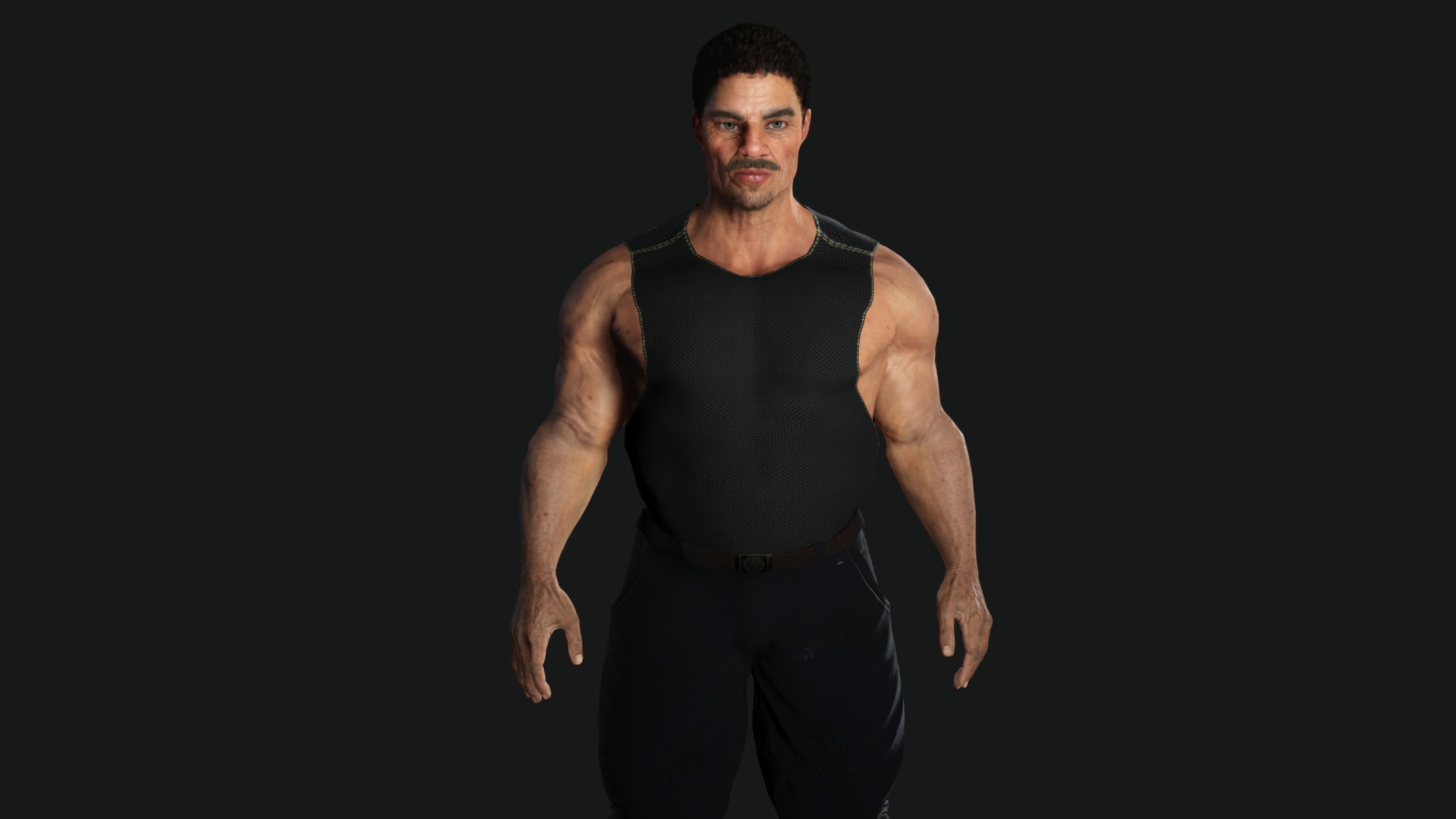 AAA 3D REALISTIC CHARACTER - BASEMESH MUSCULAR OLD MAN 02 Low-poly 3D model_4