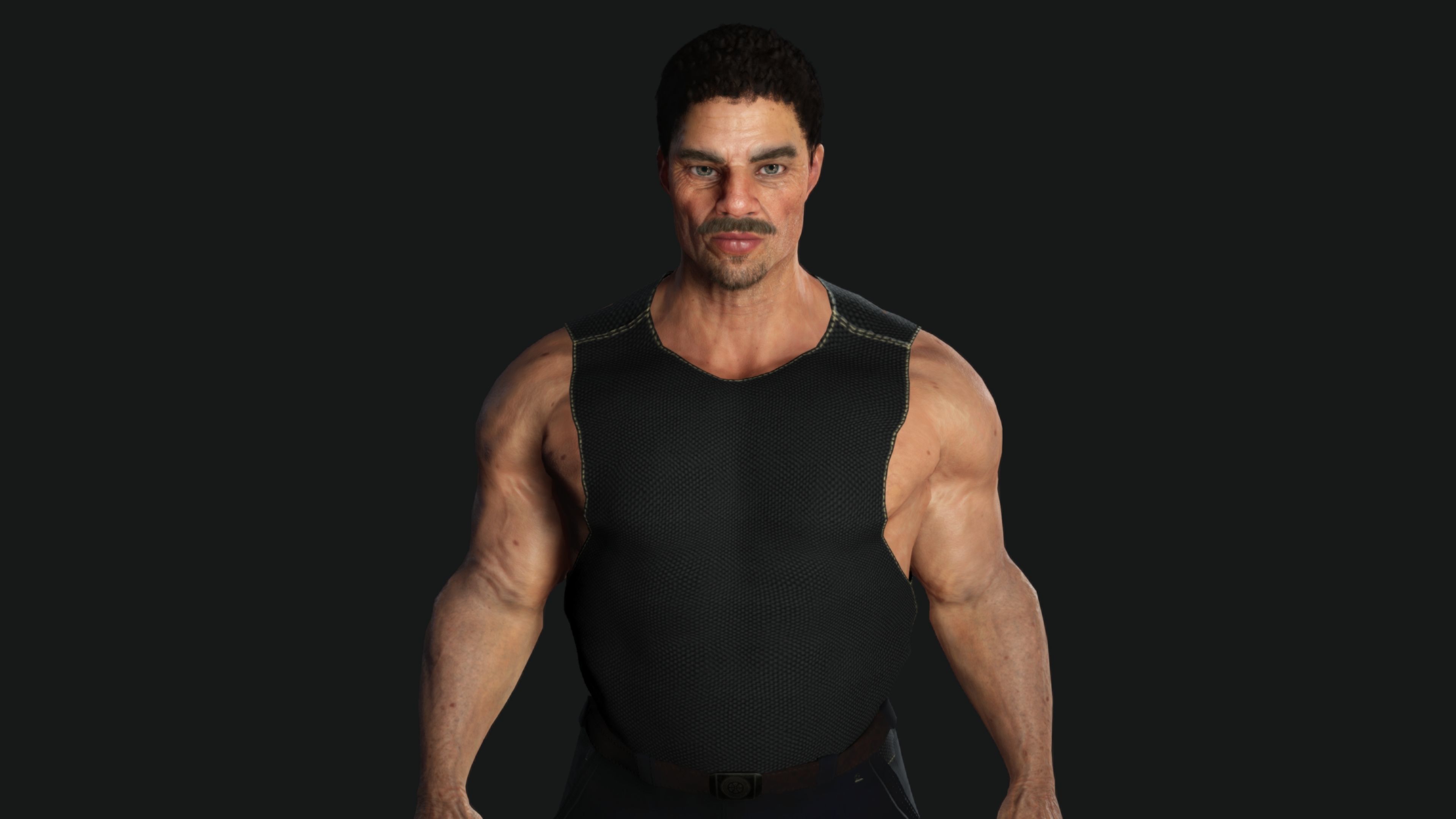 AAA 3D REALISTIC CHARACTER - BASEMESH MUSCULAR OLD MAN 02 Low-poly 3D model_11