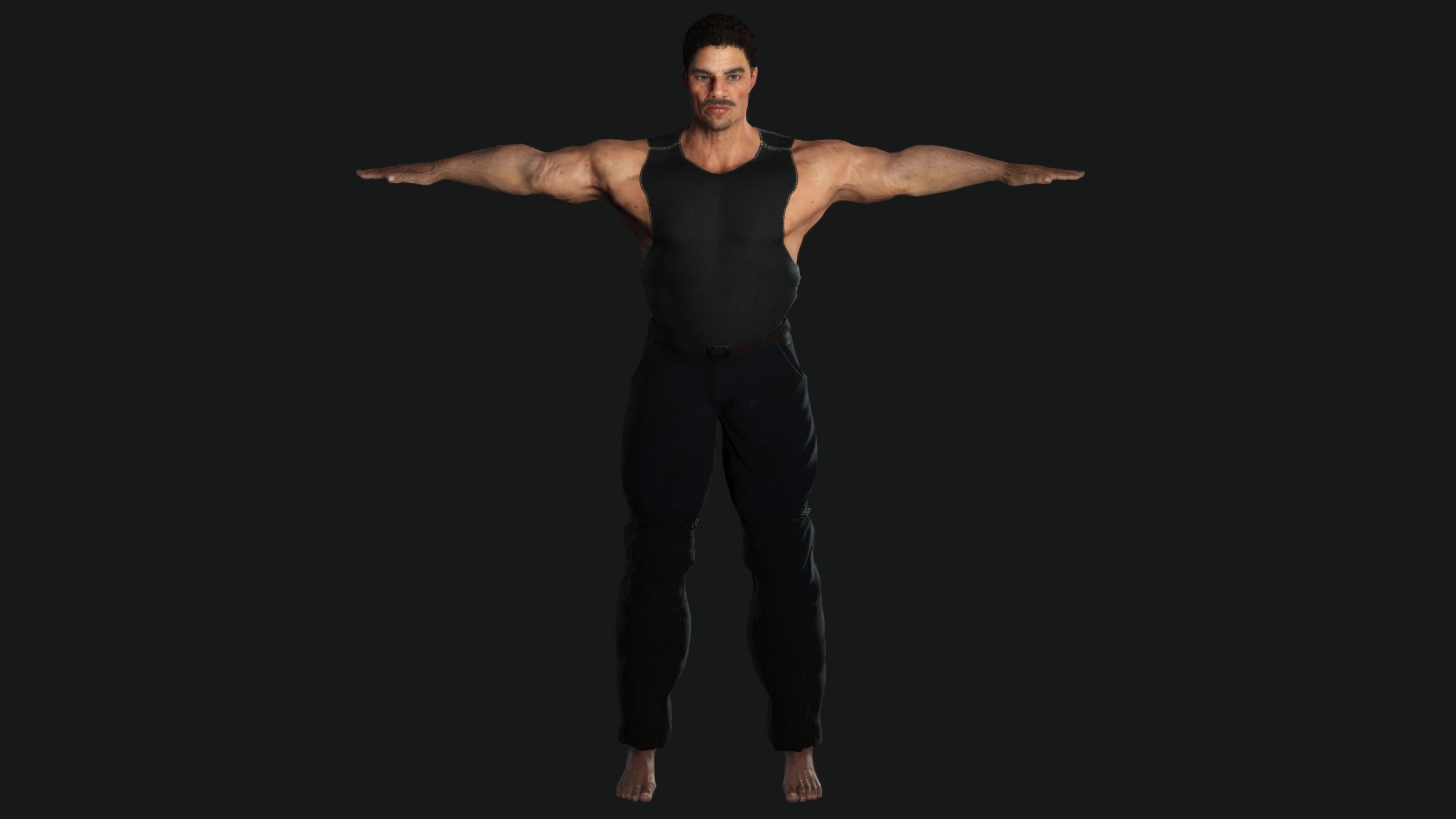 AAA 3D REALISTIC CHARACTER - BASEMESH MUSCULAR OLD MAN 02 Low-poly 3D model_16