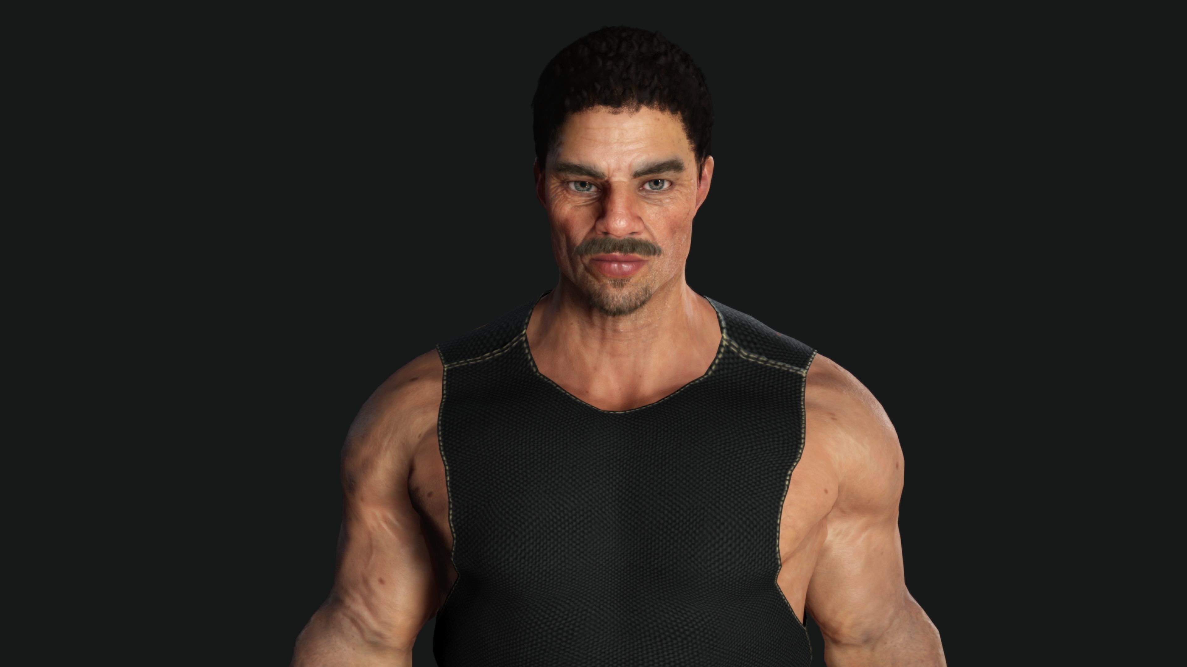 AAA 3D REALISTIC CHARACTER - BASEMESH MUSCULAR OLD MAN 02 Low-poly 3D model_6