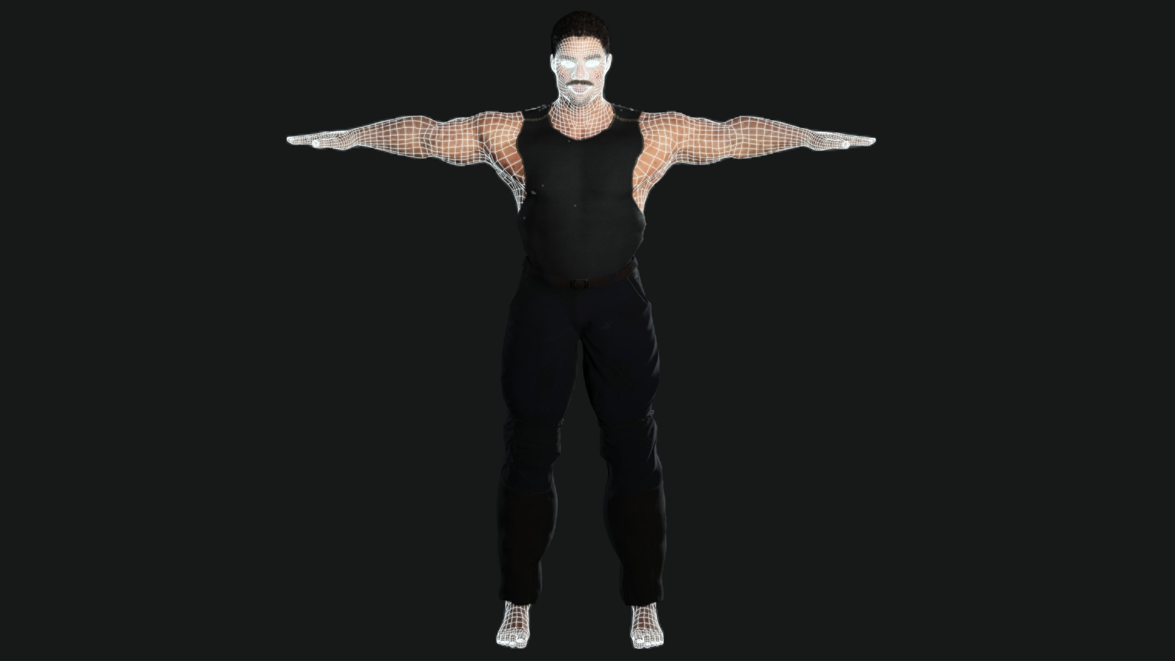 AAA 3D REALISTIC CHARACTER - BASEMESH MUSCULAR OLD MAN 02 Low-poly 3D model_18