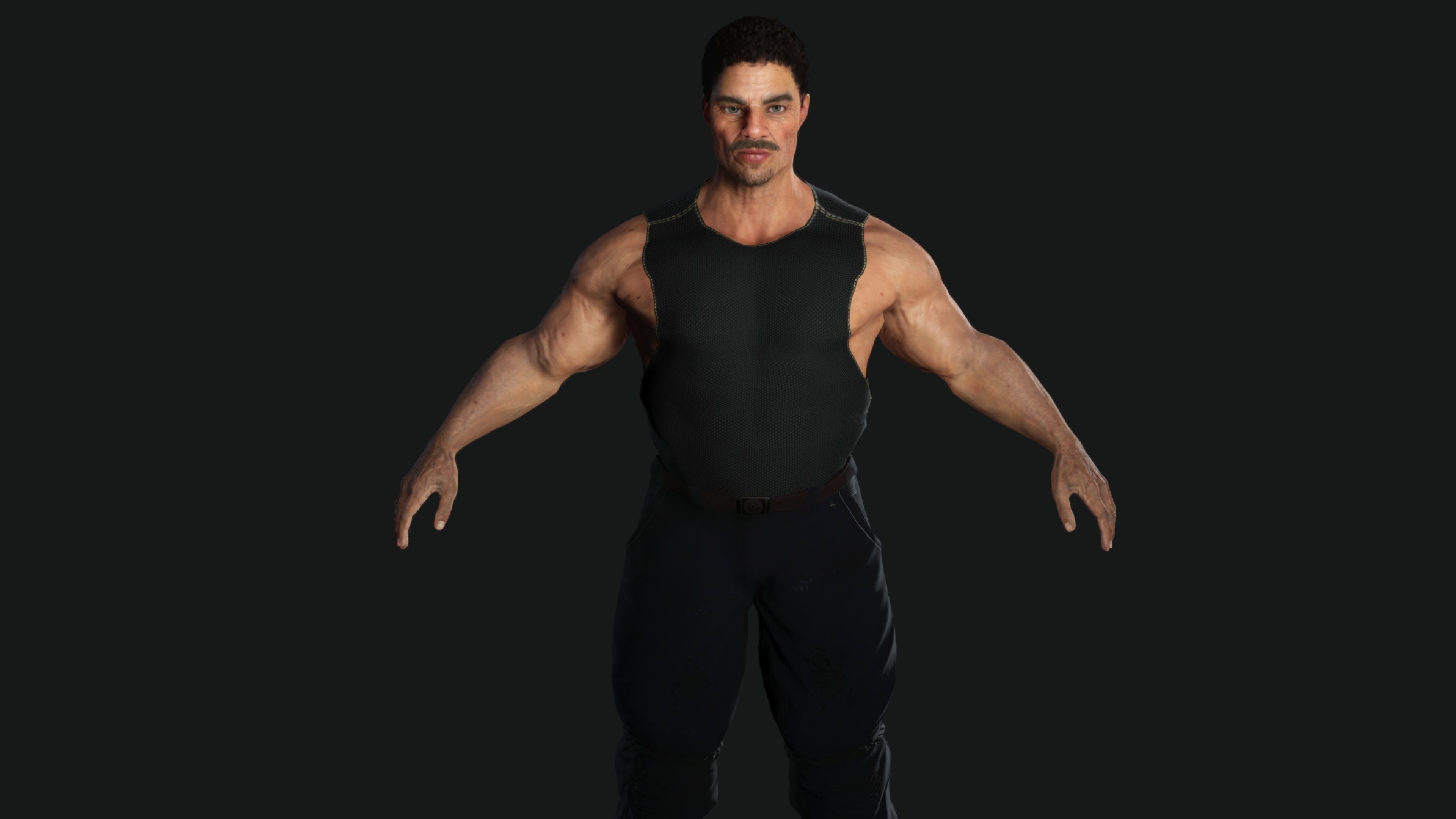 AAA 3D REALISTIC CHARACTER - BASEMESH MUSCULAR OLD MAN 02 Low-poly 3D model_8