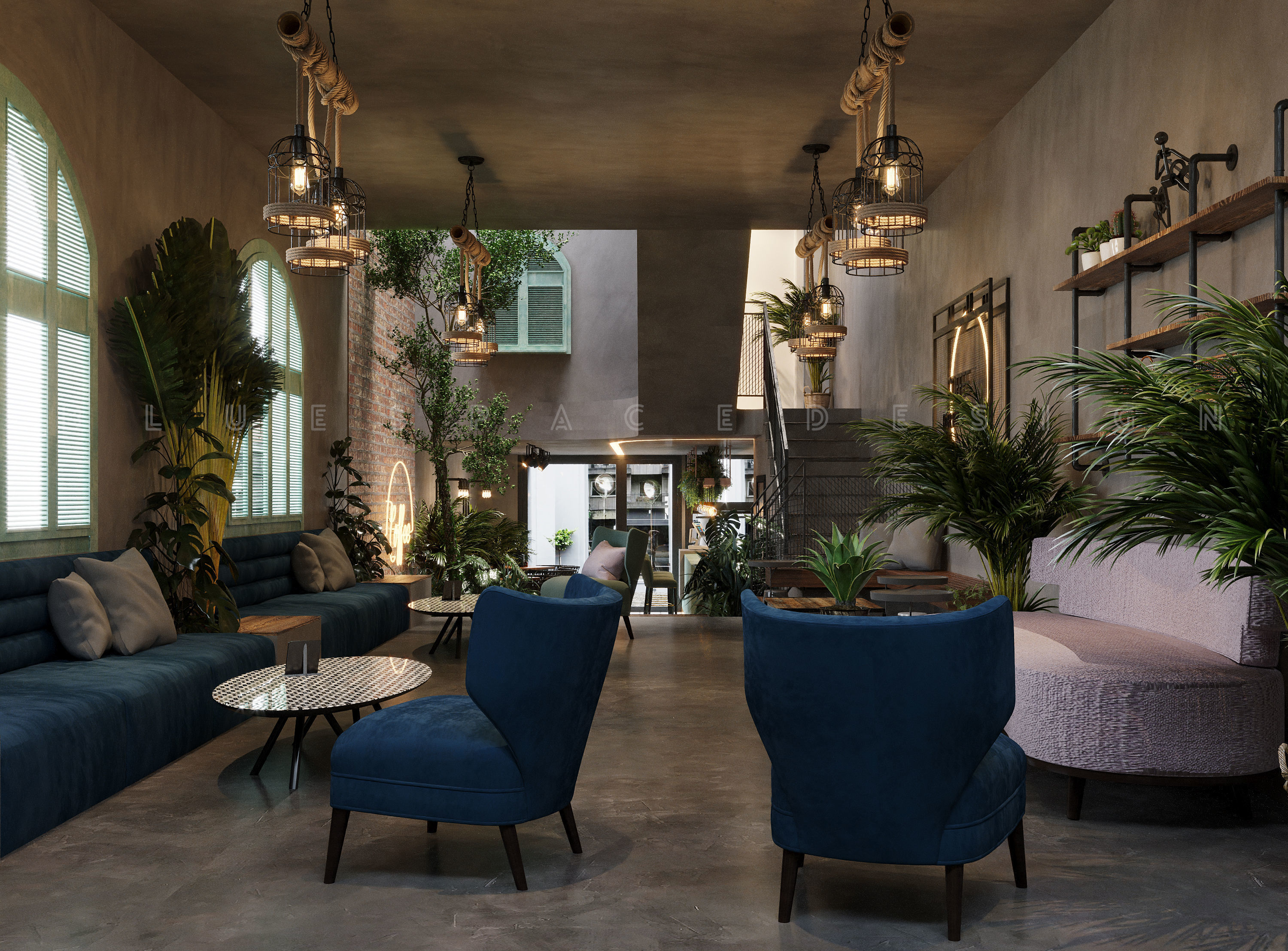 Coffee Shop Tropical design Realistic render 3D model_3