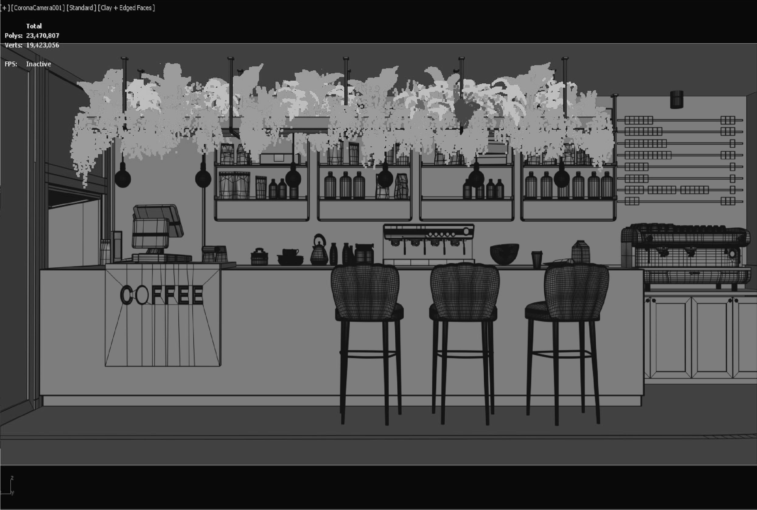 Coffee Shop Tropical design Realistic render 3D model_1