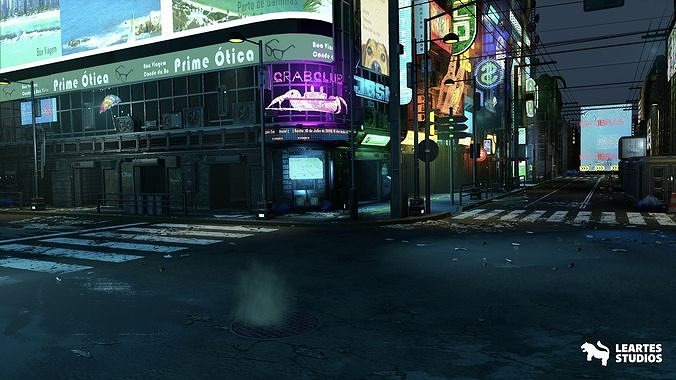 Cyberpunk City-Recife Environment Low-poly 3D model