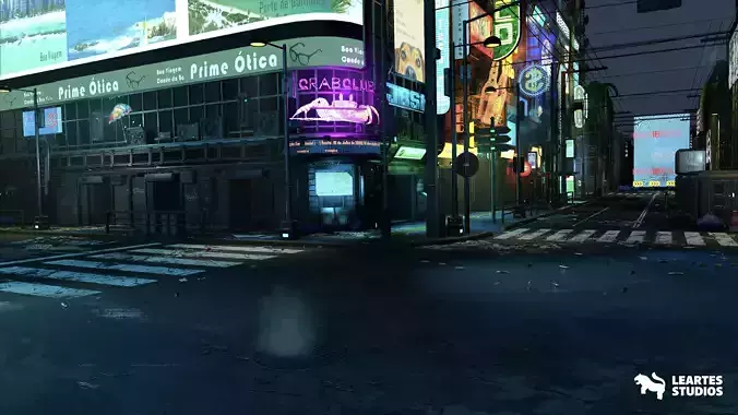 Cyberpunk City-Recife Environment Low-poly 3D model