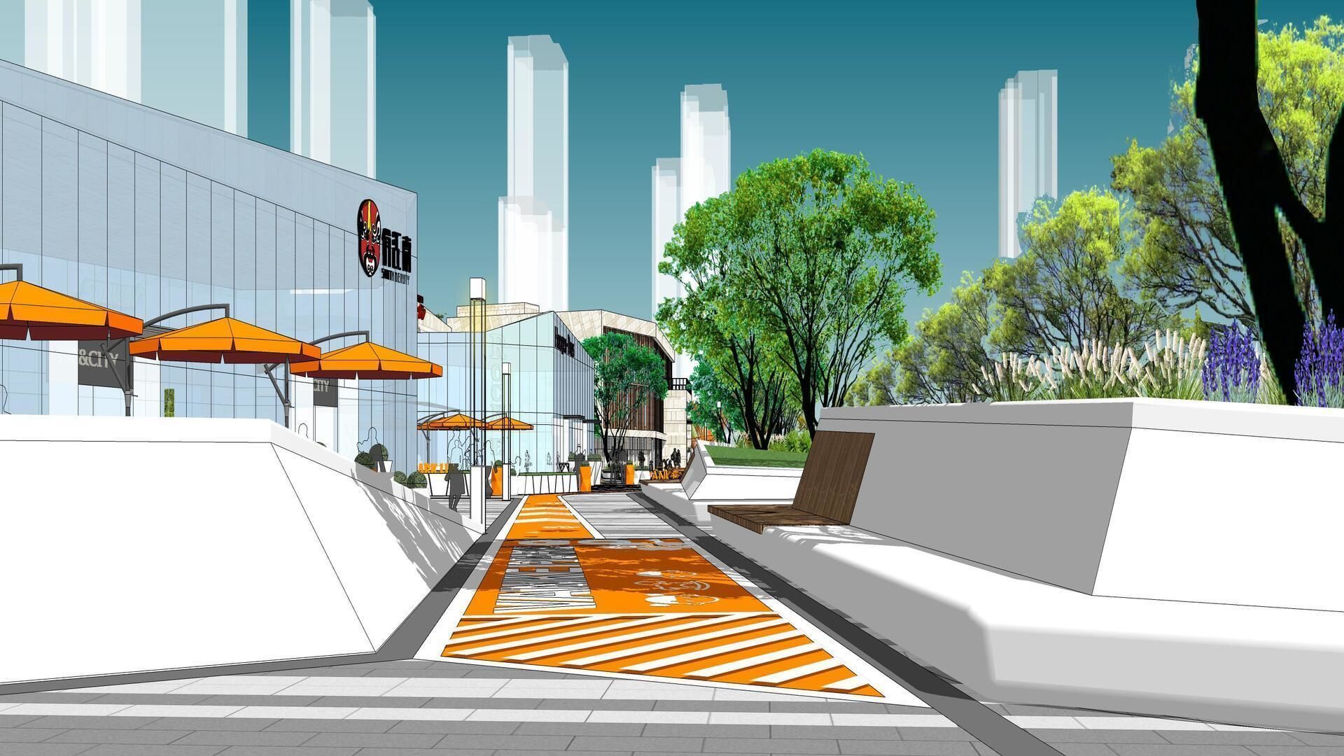 SHOPPING MALL LANDSCAPE ARCHITECTURE 3D model_6