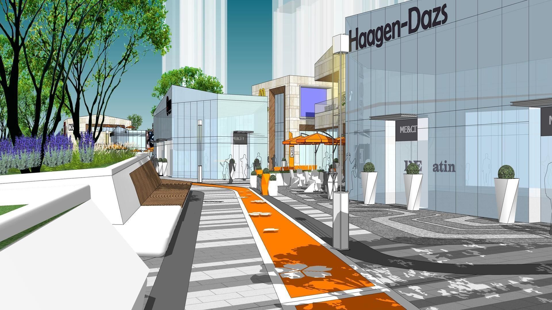 SHOPPING MALL LANDSCAPE ARCHITECTURE 3D model_4