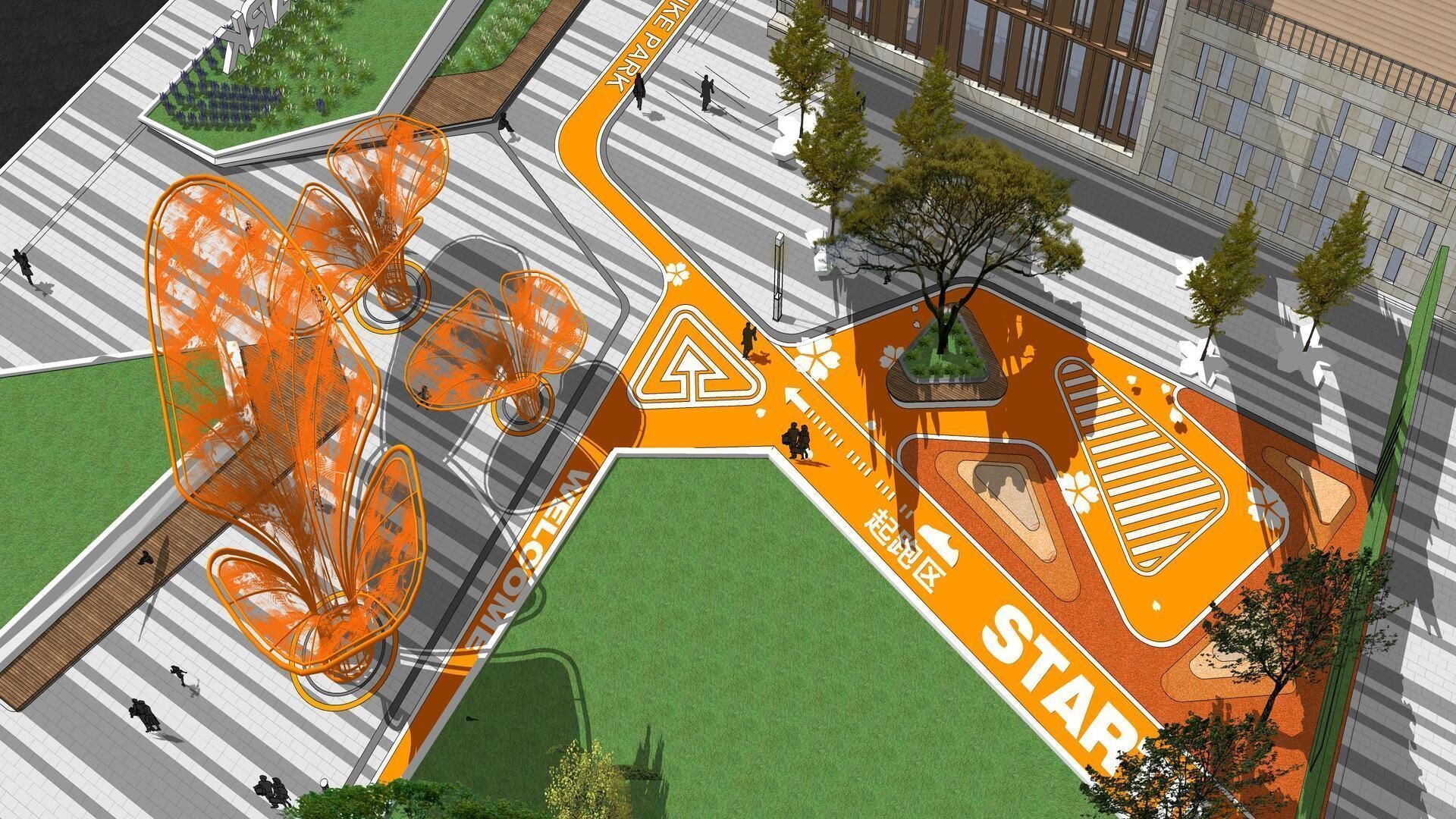 SHOPPING MALL LANDSCAPE ARCHITECTURE 3D model_13