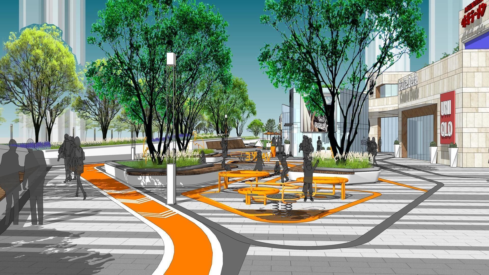 SHOPPING MALL LANDSCAPE ARCHITECTURE 3D model_3