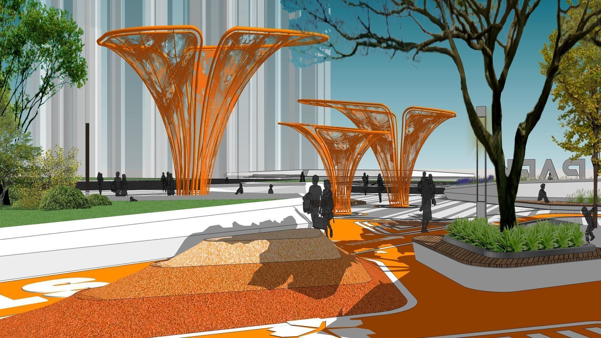 SHOPPING MALL LANDSCAPE ARCHITECTURE 3D model_9