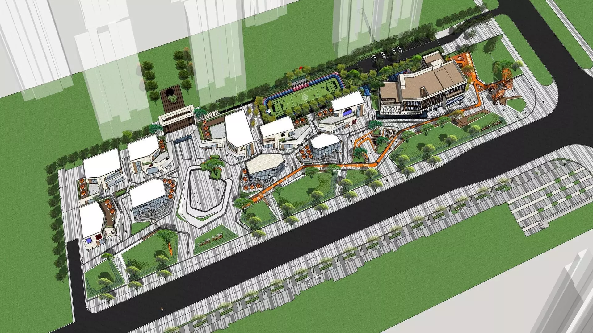 SHOPPING MALL LANDSCAPE ARCHITECTURE 3D model_0