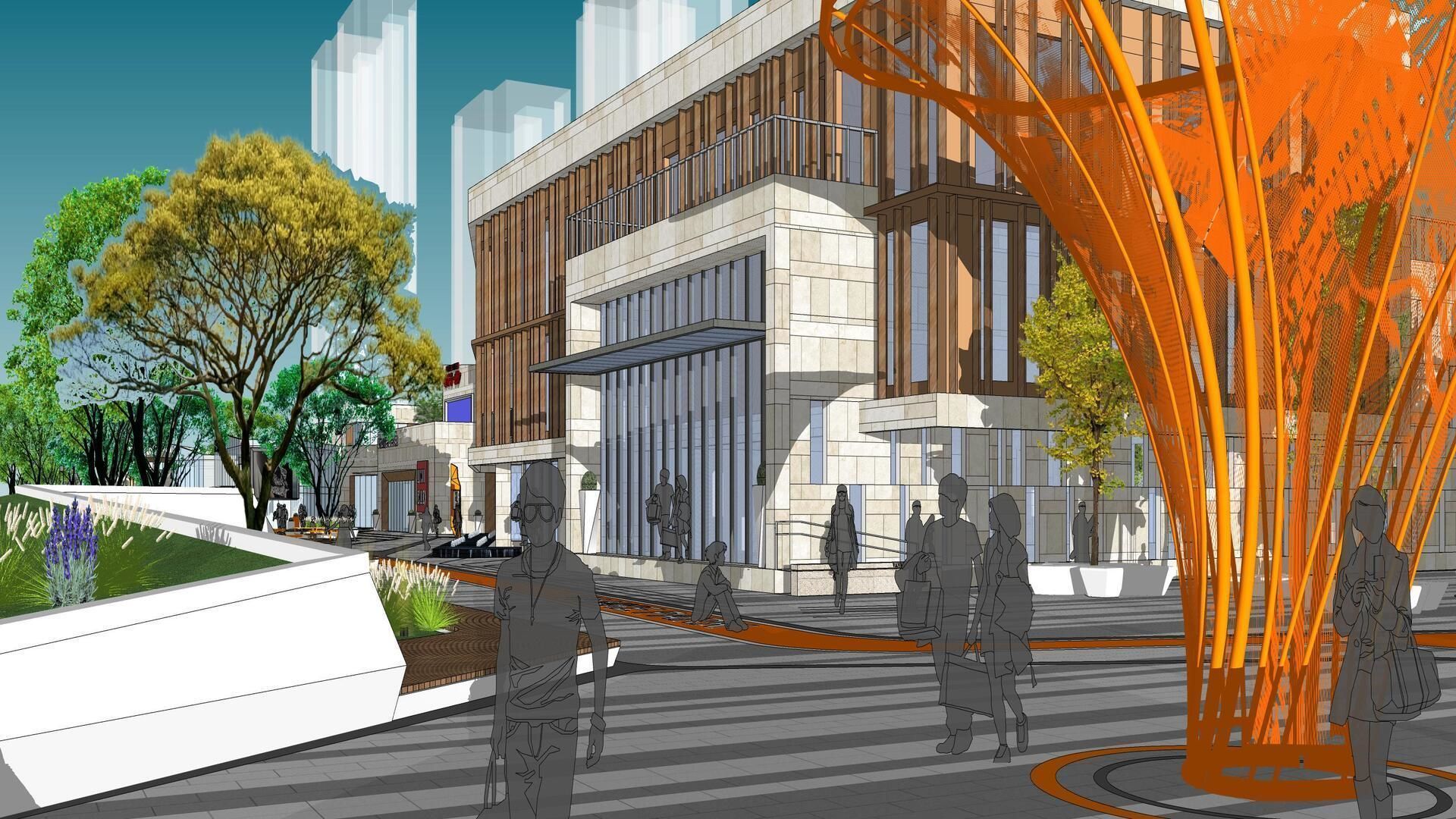 SHOPPING MALL LANDSCAPE ARCHITECTURE 3D model_12