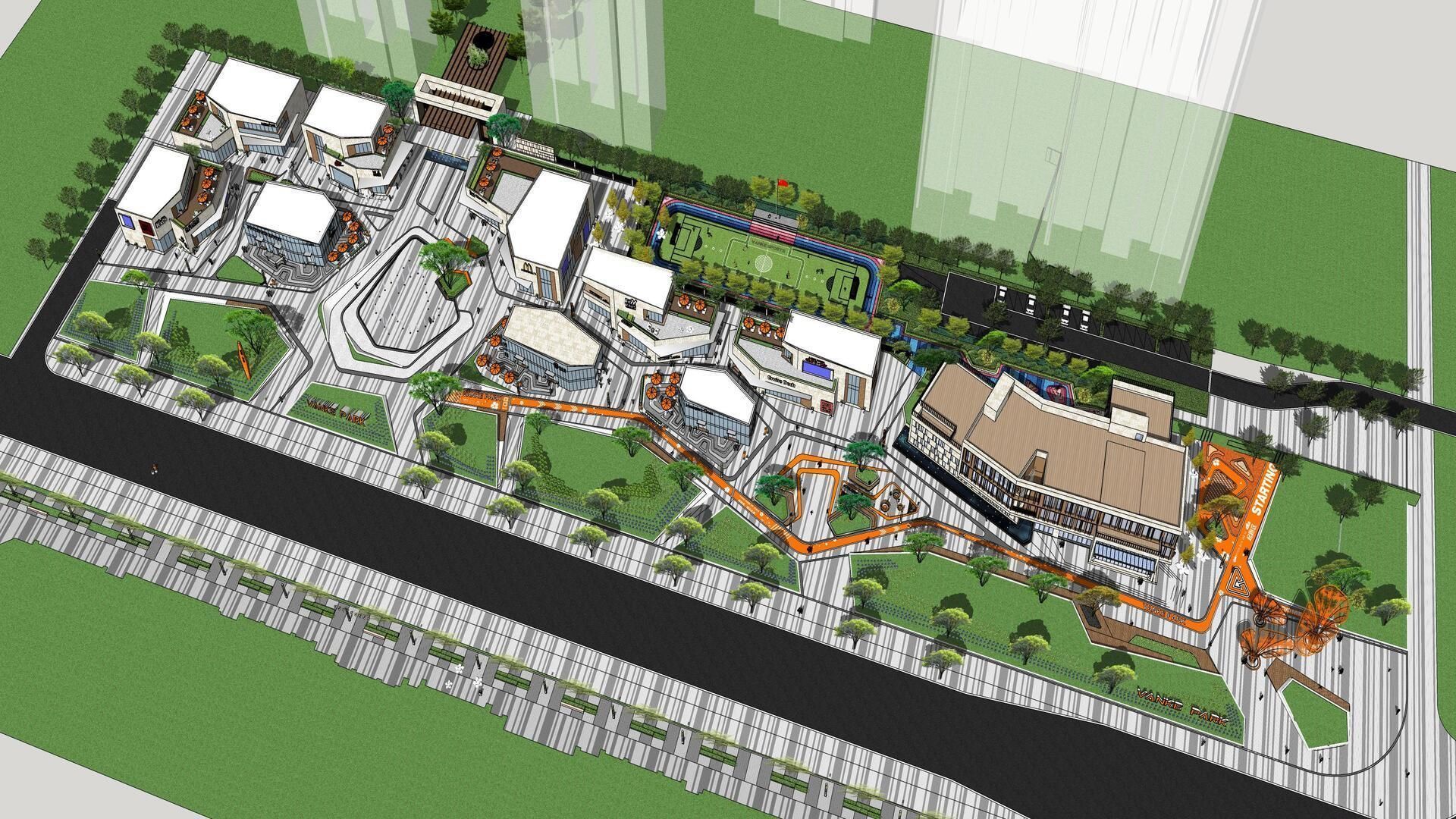 SHOPPING MALL LANDSCAPE ARCHITECTURE 3D model_2