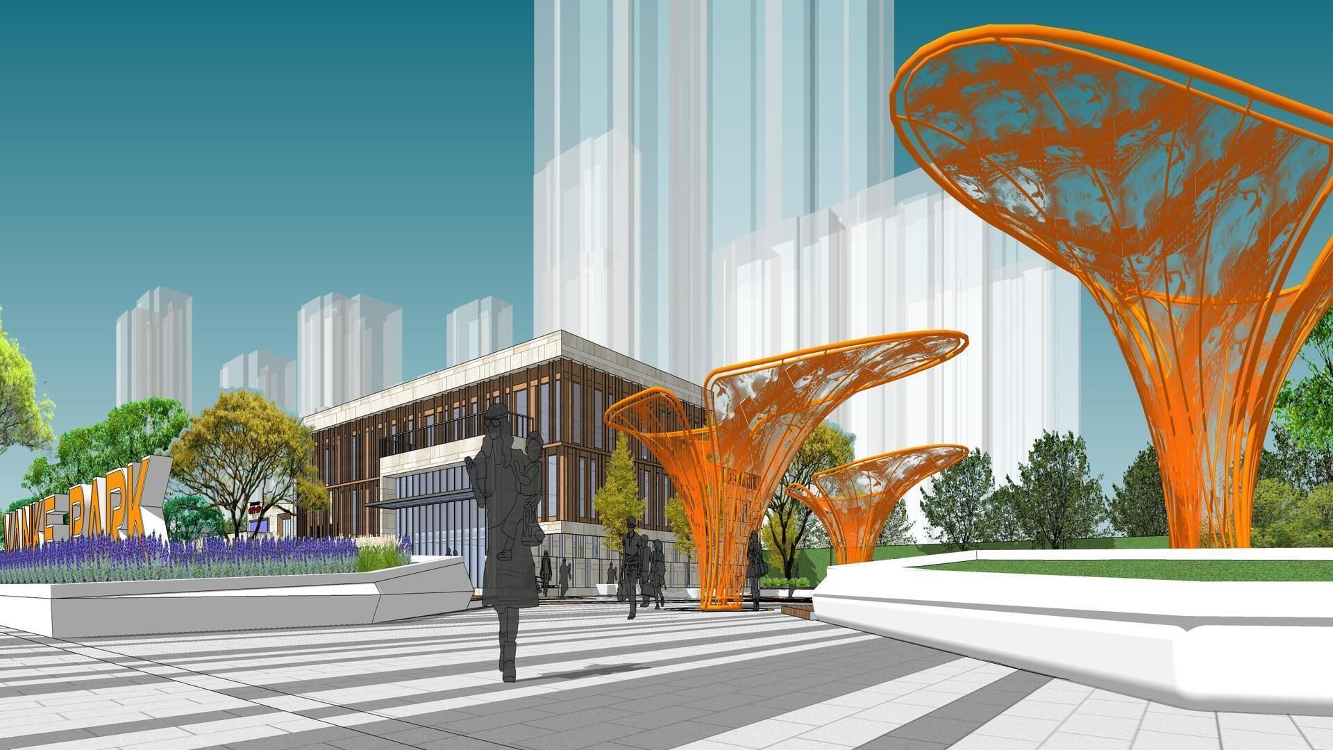 SHOPPING MALL LANDSCAPE ARCHITECTURE 3D model_7