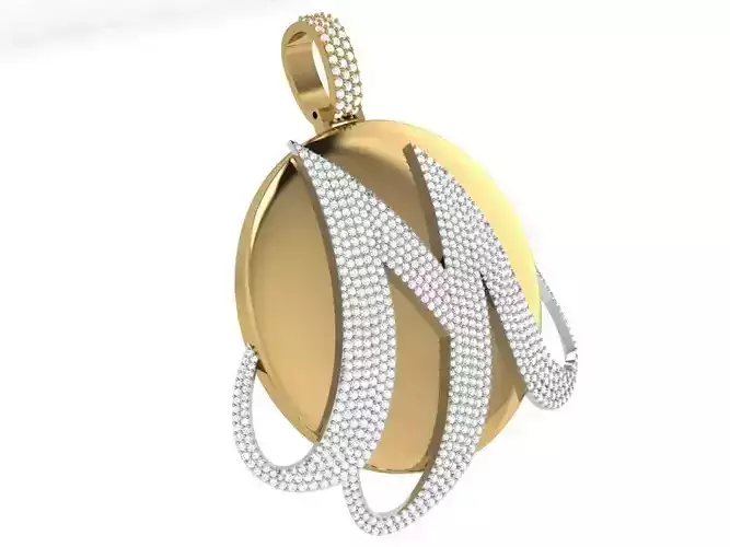 M Letter Circle Pendant 4587