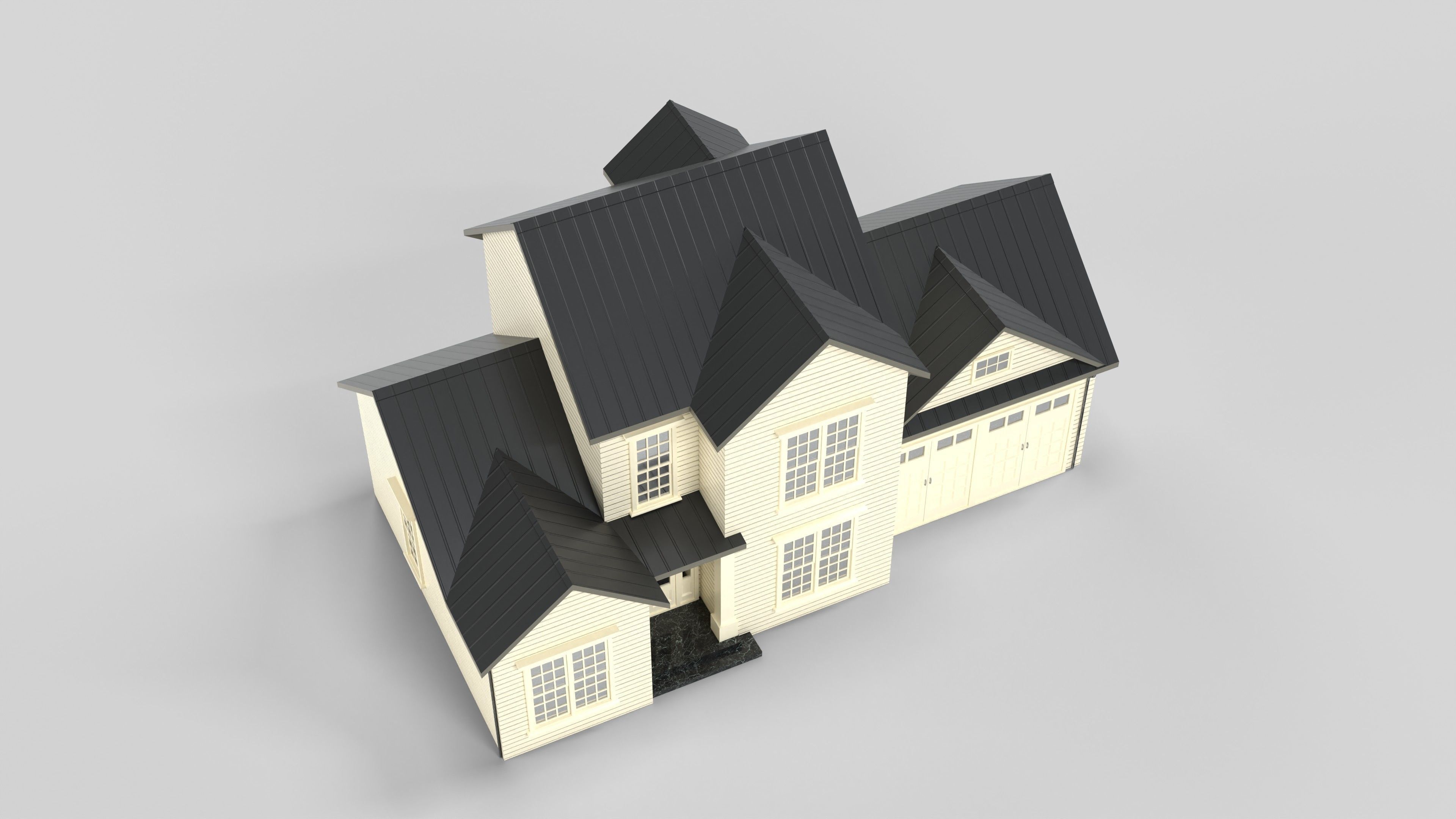 Cottage House Design 01T5 Low-poly 3D model_4