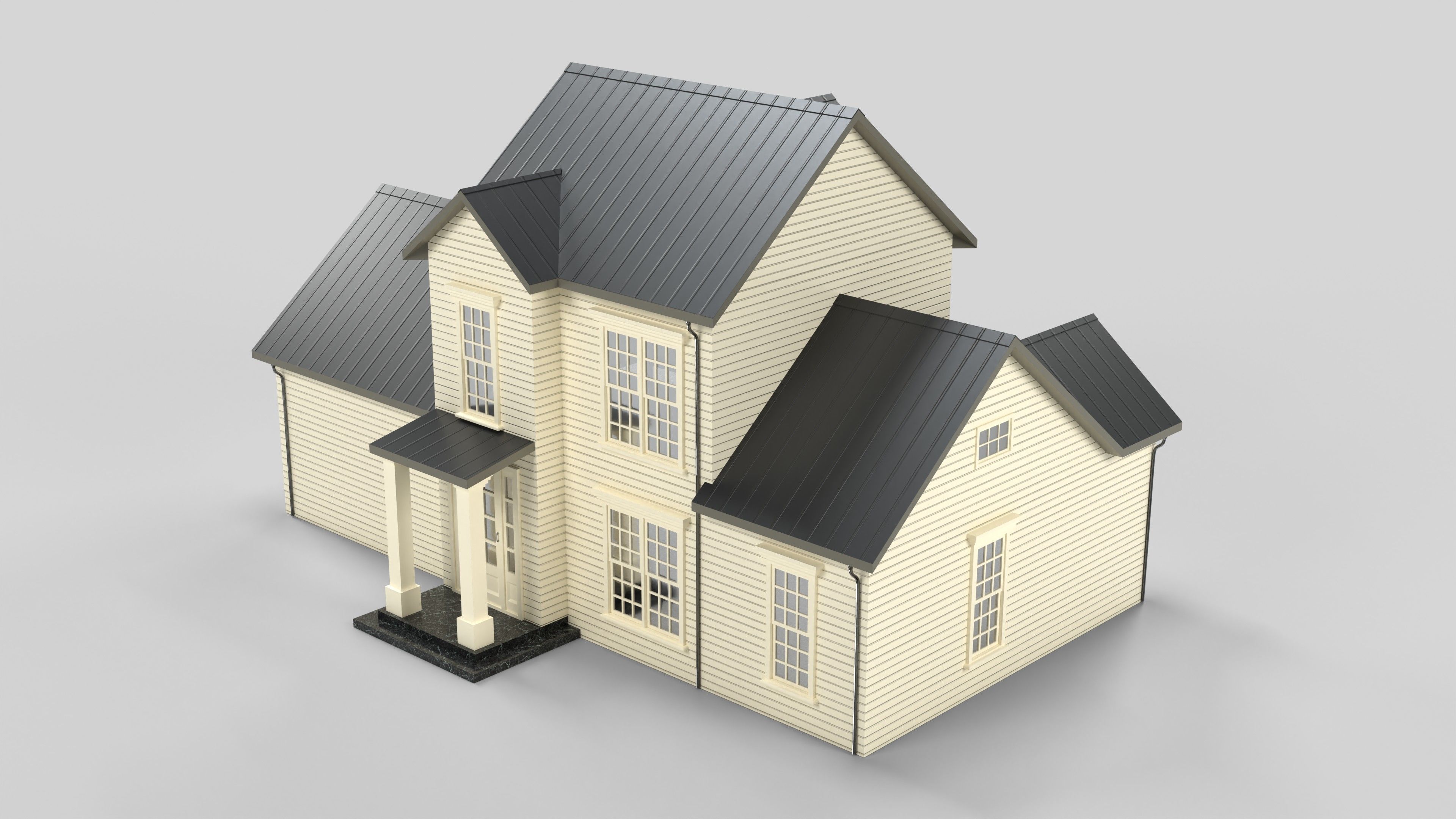Cottage House Design 01T5 Low-poly 3D model_2