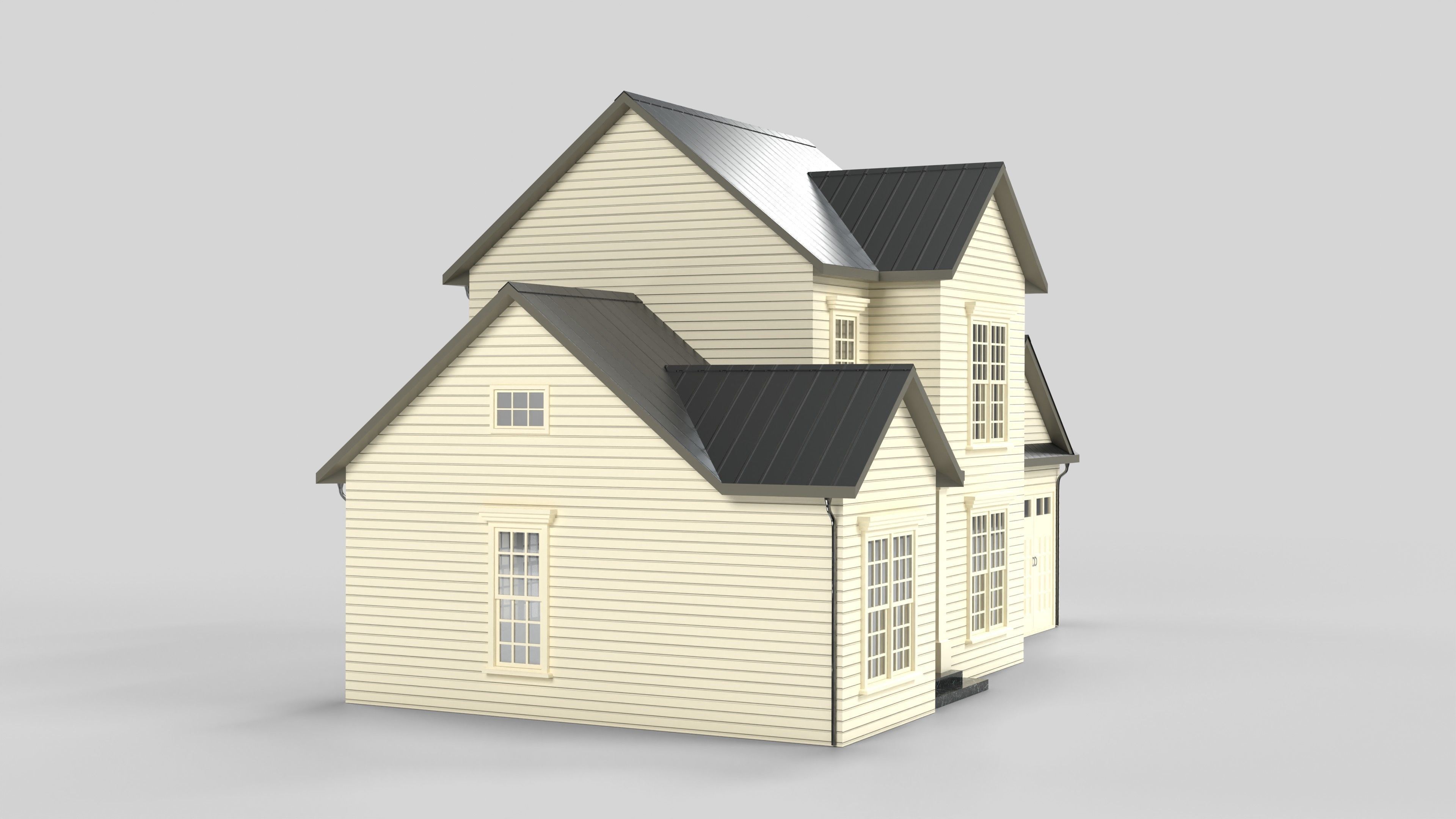 Cottage House Design 01T5 Low-poly 3D model_5