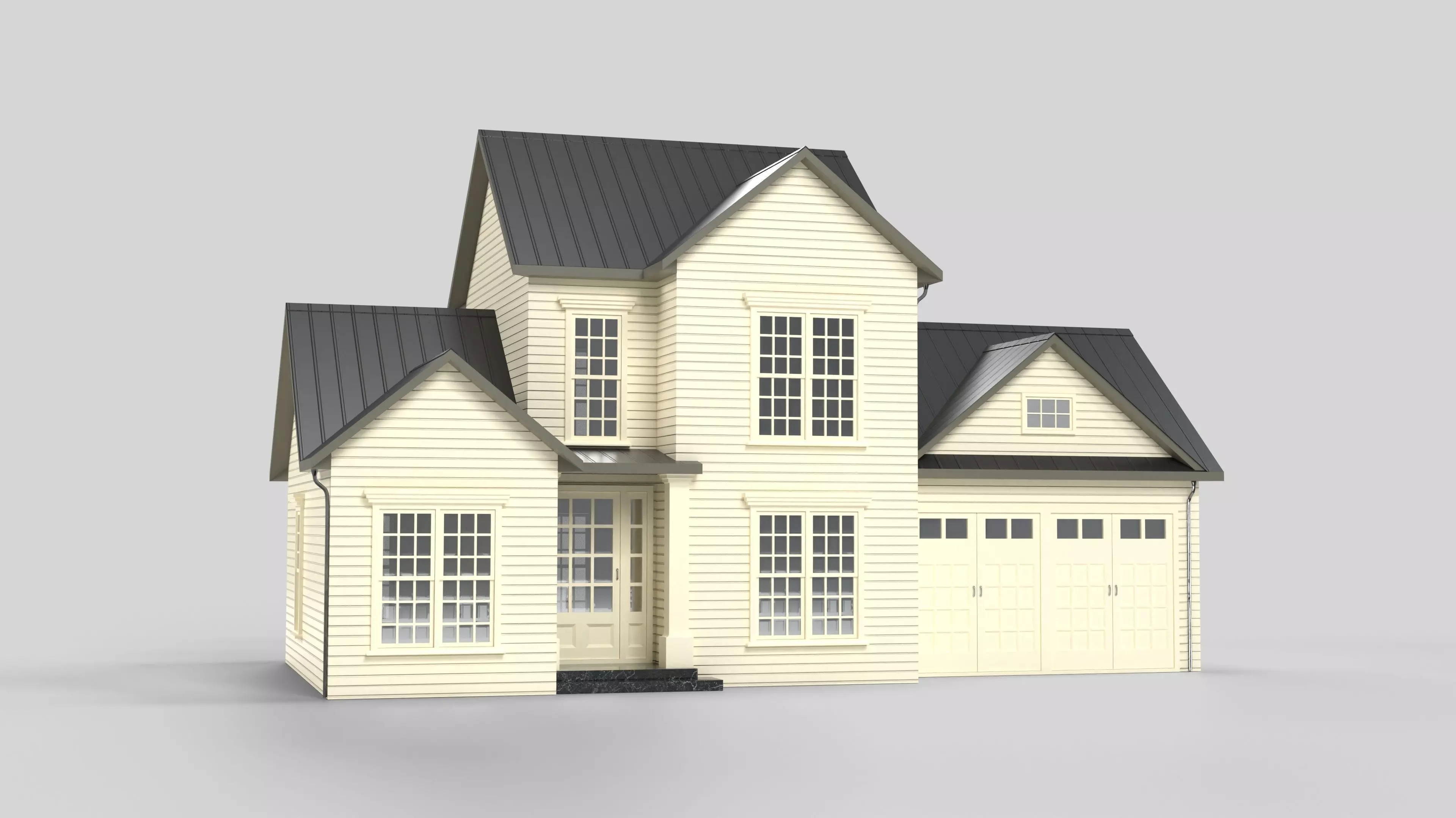 Cottage House Design 01T5 Low-poly 3D model_0