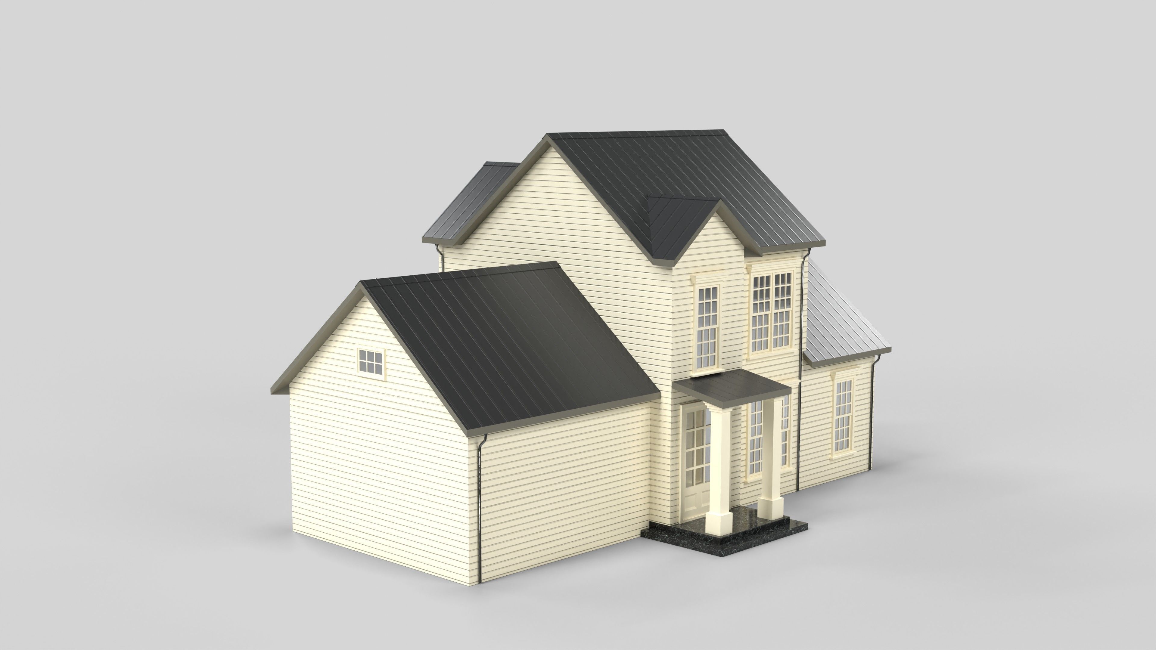 Cottage House Design 01T5 Low-poly 3D model_3