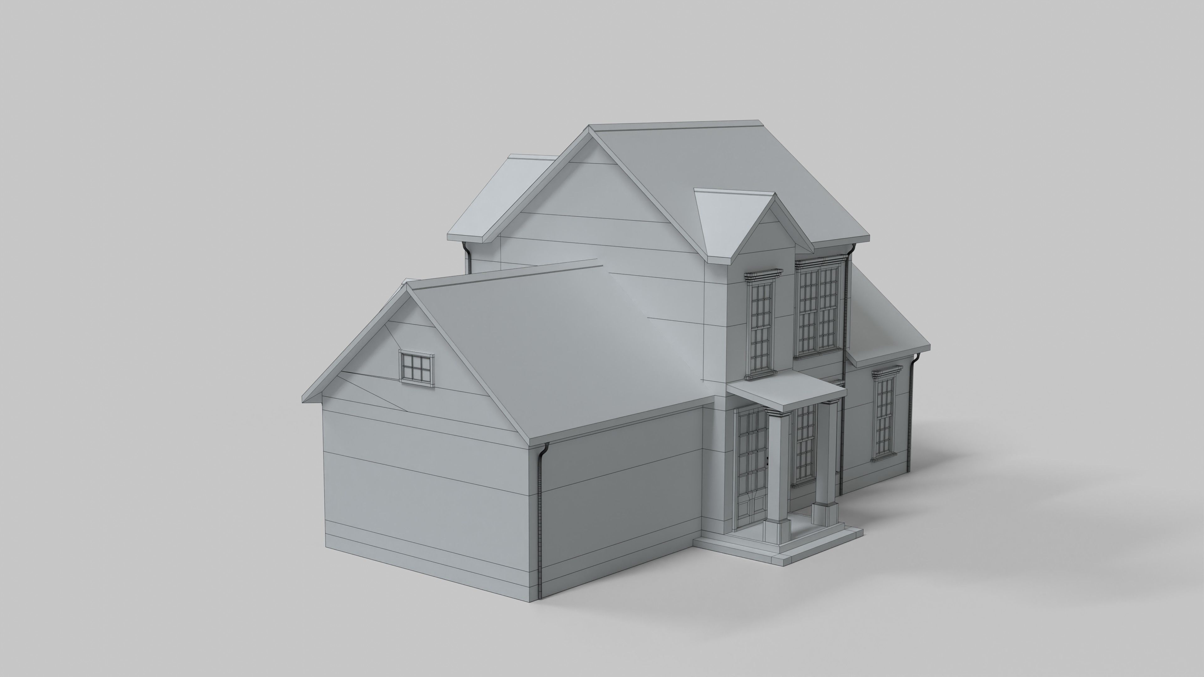 Cottage House Design 01T5 Low-poly 3D model_9